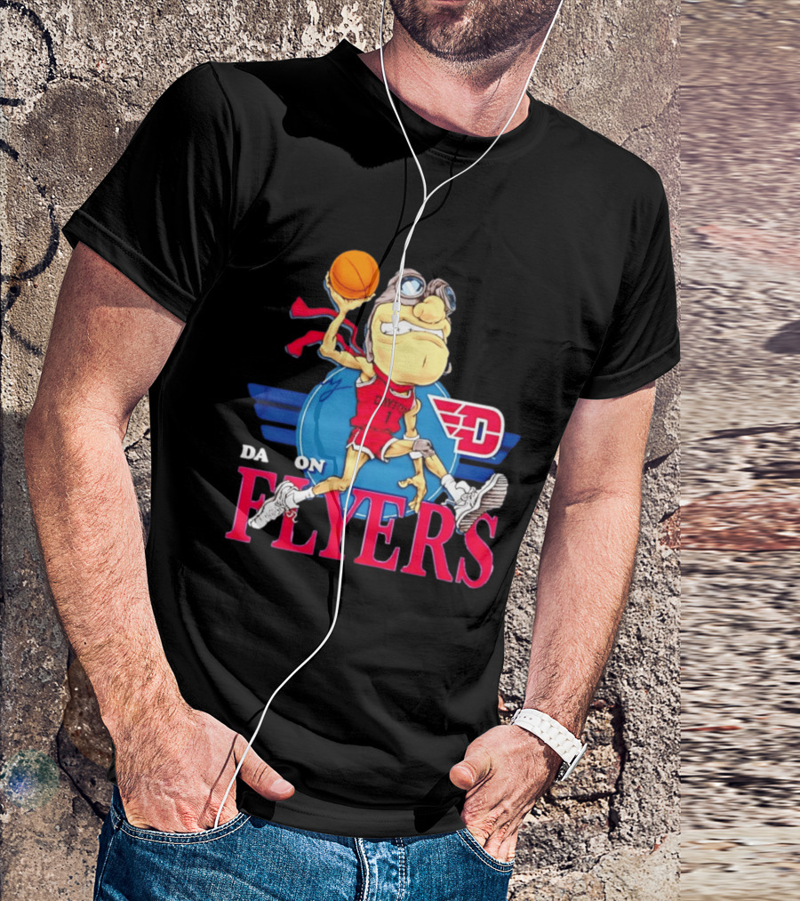 Dayton Flyers Rudy Dunking Basketball Cartoon T-Shirt