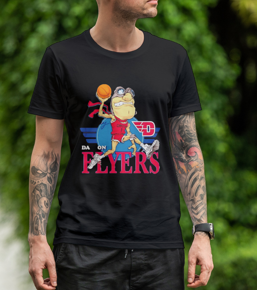 Dayton Flyers Rudy Dunking Basketball Cartoon T-Shirt