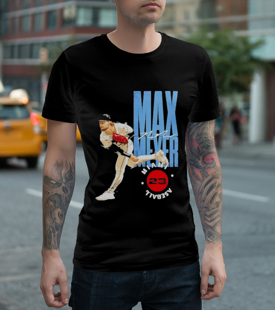 Max Meyer Miami Marlins Baseball 23 Stamp T-Shirt