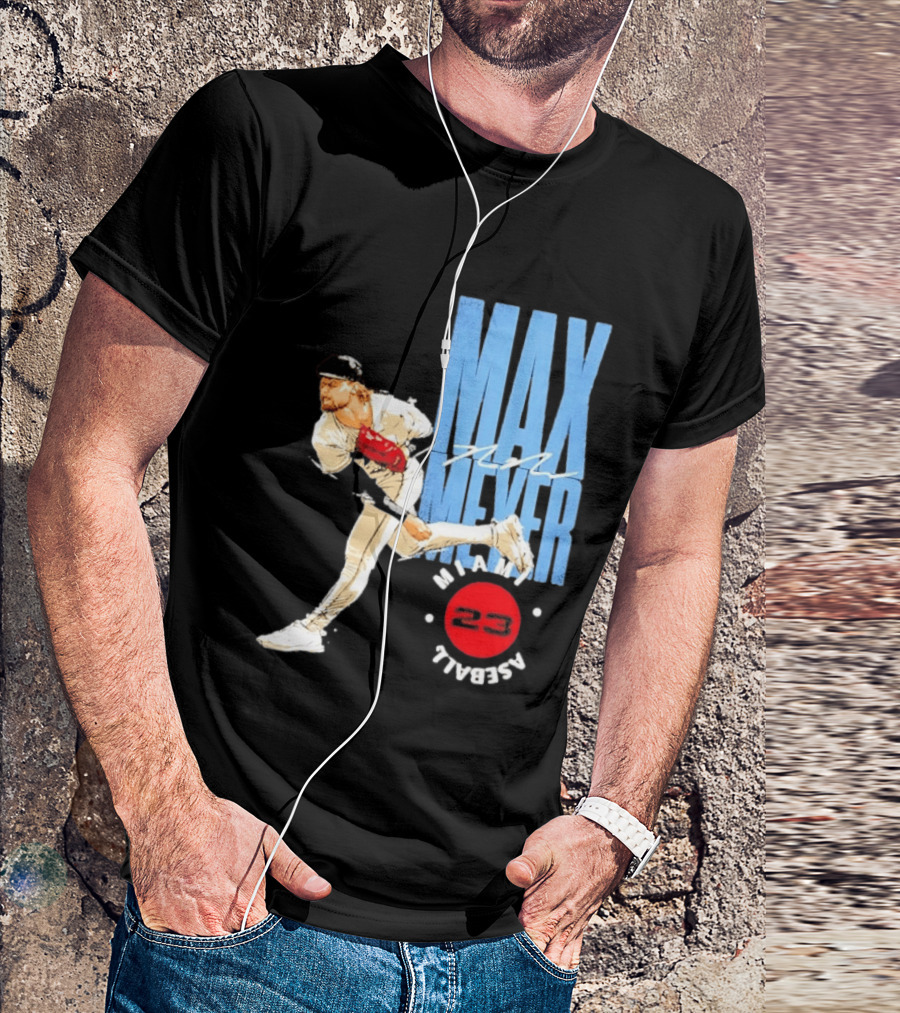 Max Meyer Miami Marlins Baseball 23 Stamp T-Shirt