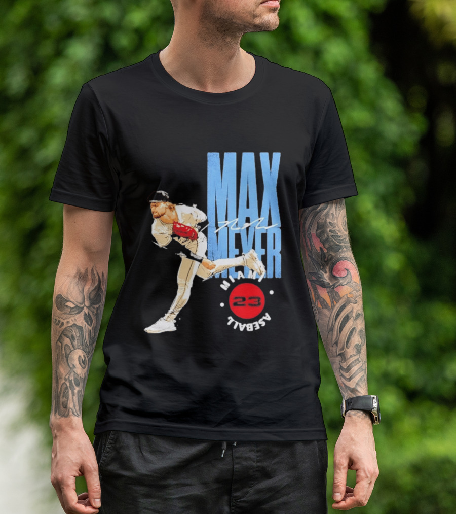 Max Meyer Miami Marlins Baseball 23 Stamp T-Shirt