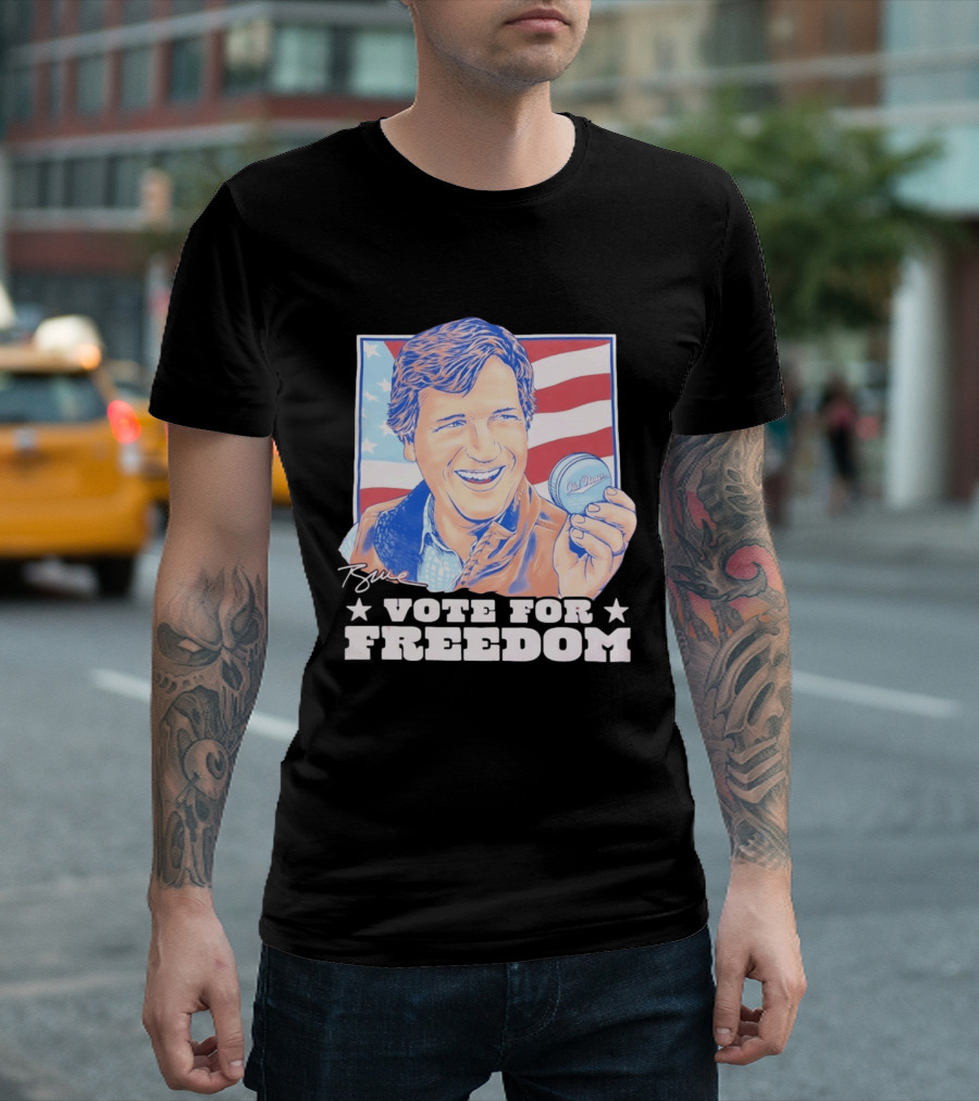 Tucker Carlson Old Row Vote For Freedom America Flag T-Shirt