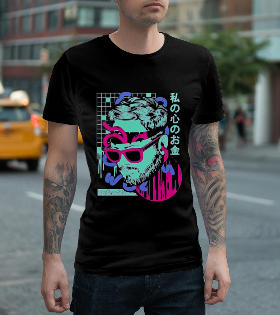 Vaporwave Aesthetic Japanese Cyberpunk Sunglasses Drip Grid T-Shirt