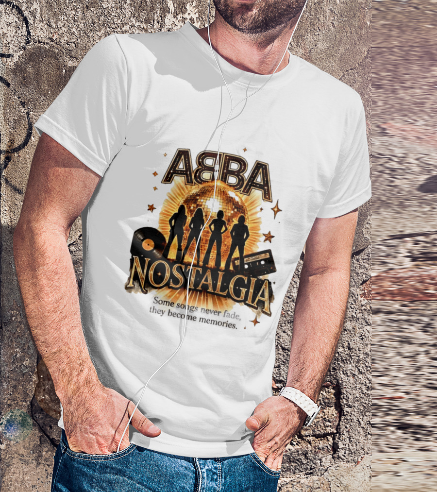 ABBA Nostalgia Some Songs Never Fade Memories Disco Vinyl Cassette T-Shirt