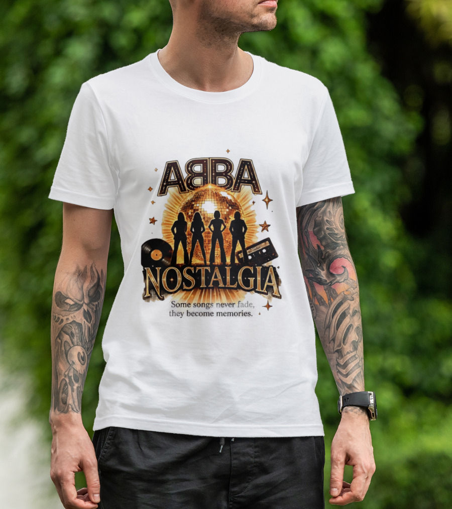ABBA Nostalgia Some Songs Never Fade Memories Disco Vinyl Cassette T-Shirt