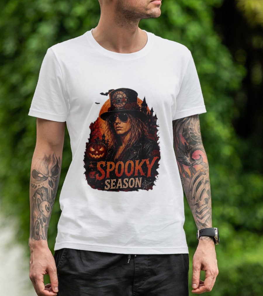 Spooky Season Buns N' Roses Halloween Pumpkin Slash T-Shirt