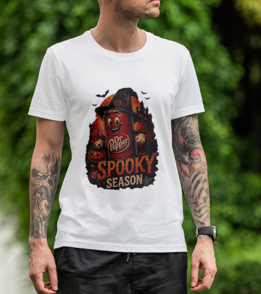 Dr Pepper Halloween Witch Can Spooky Season With Jack O' Lantern And Bats T-Shirt