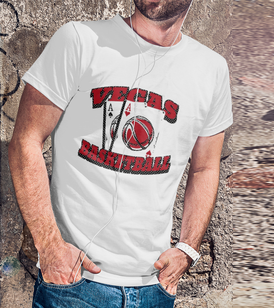 Vegas Basketball Poker Aces Playing Cards Red T-Shirt