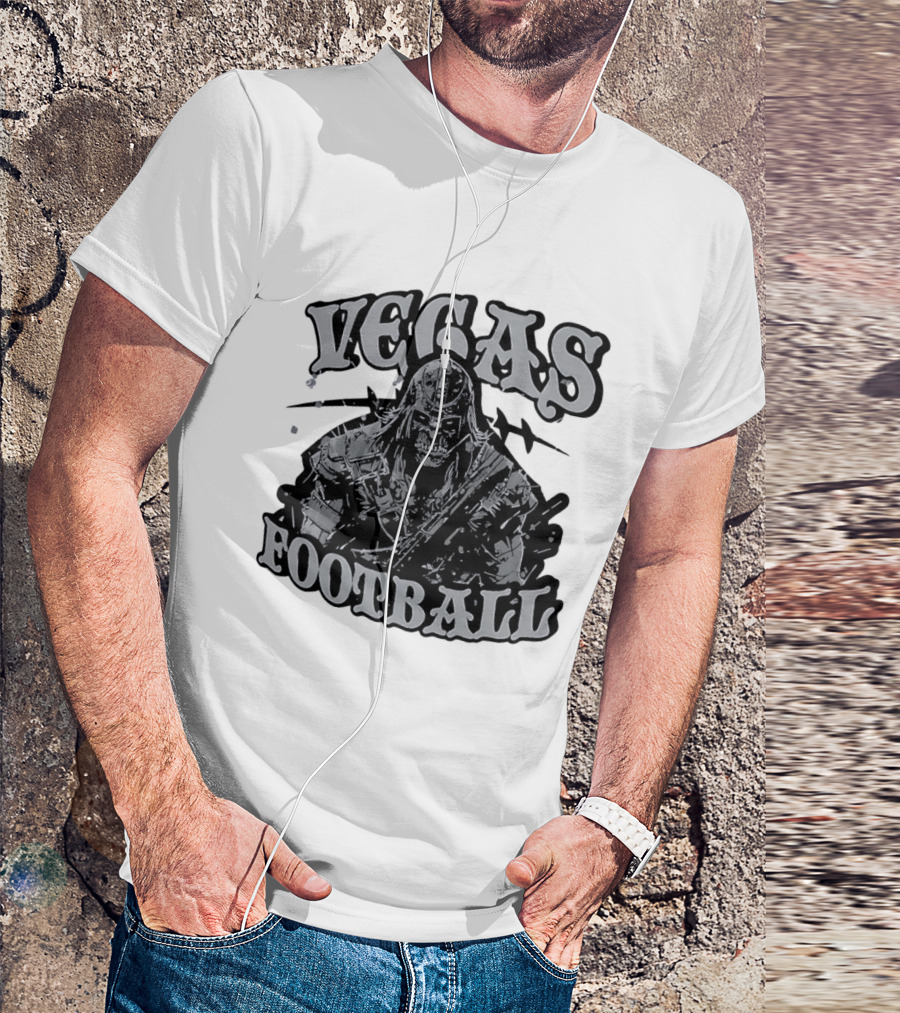 Vegas Football Undead Warrior Grayscale T-Shirt