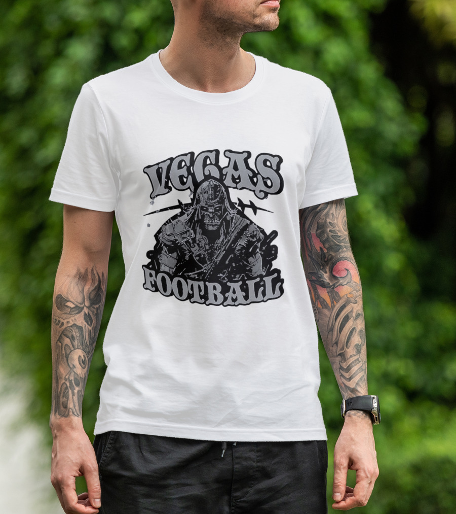 Vegas Football Undead Warrior Grayscale T-Shirt