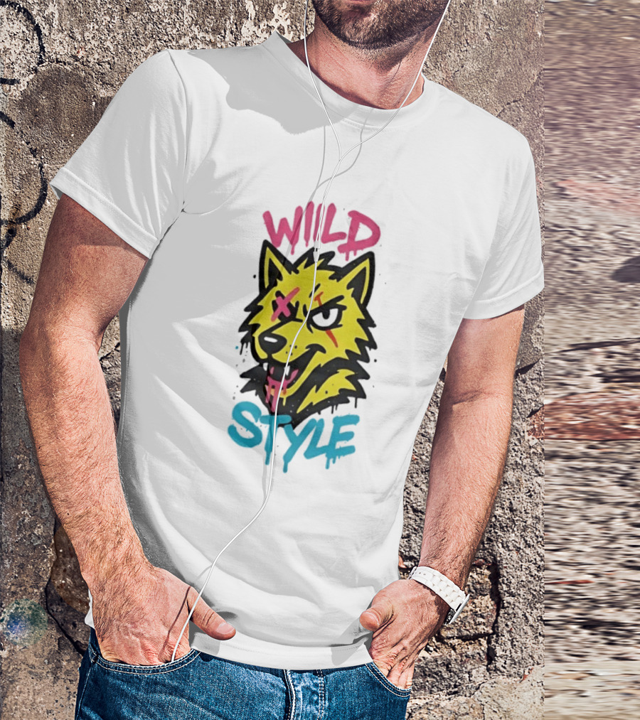 Wild Wolf Wild Style Graffiti Art Urban Streetwear T-Shirt