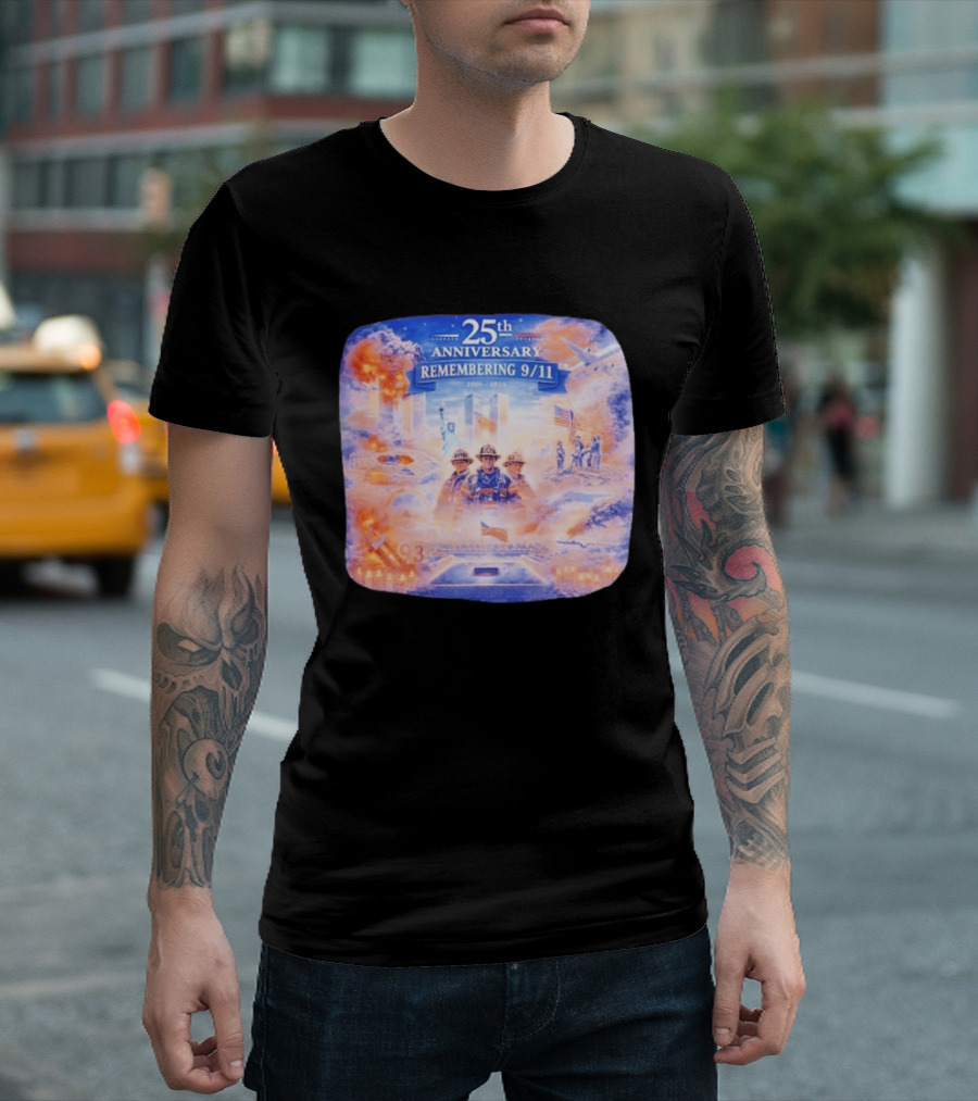25th Anniversary Remembering 9/11 Memorial 2001 2026 Never Forget America T-Shirt
