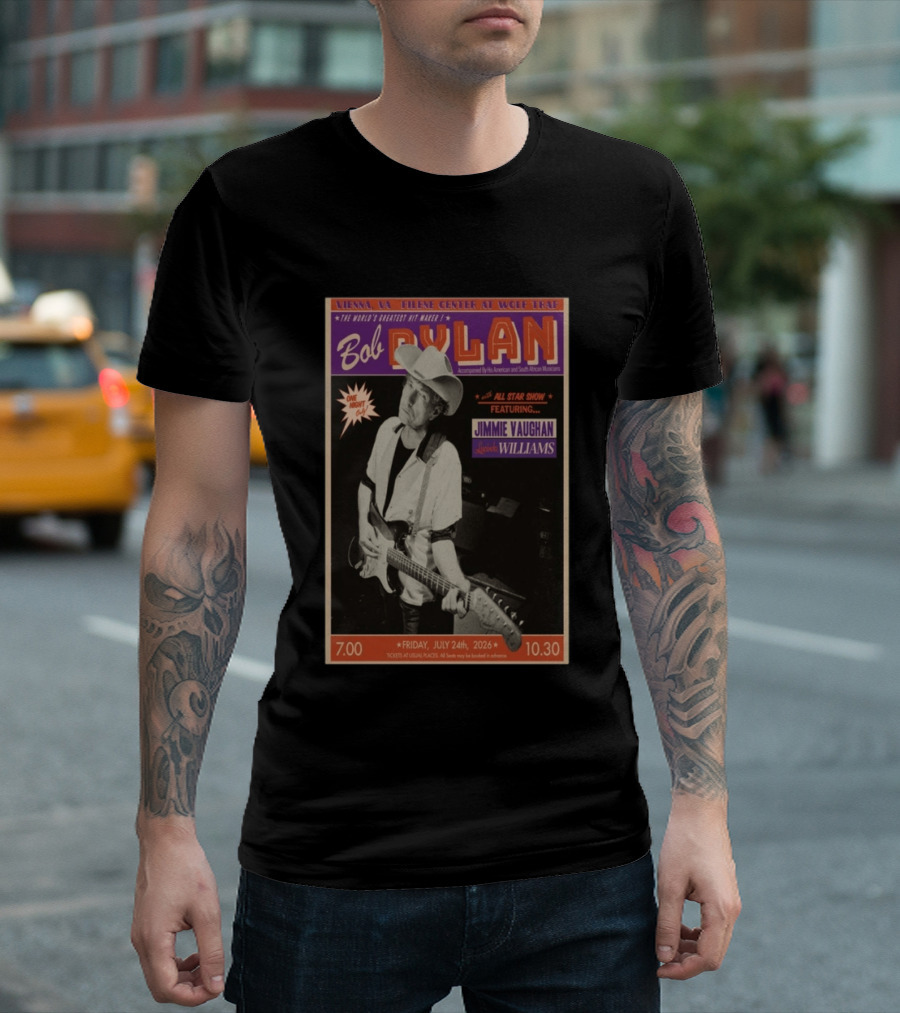 Bob Dylan July 24 2026 Vienna Virginia Filene Center Wolf Trap Jimmie Vaughan Lucinda Williams Concert T-Shirt