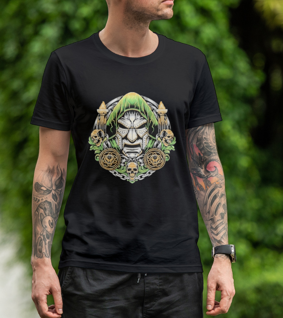 Doctor Doom Welcome To The Age Of Doom Skull And Torches T-Shirt