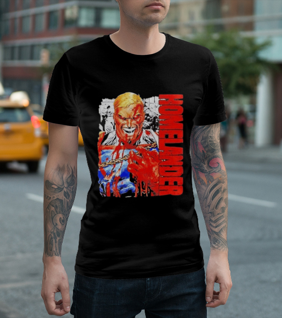 Homelander The Boys Superhero Cartoon Blood Splattered Image T-Shirt