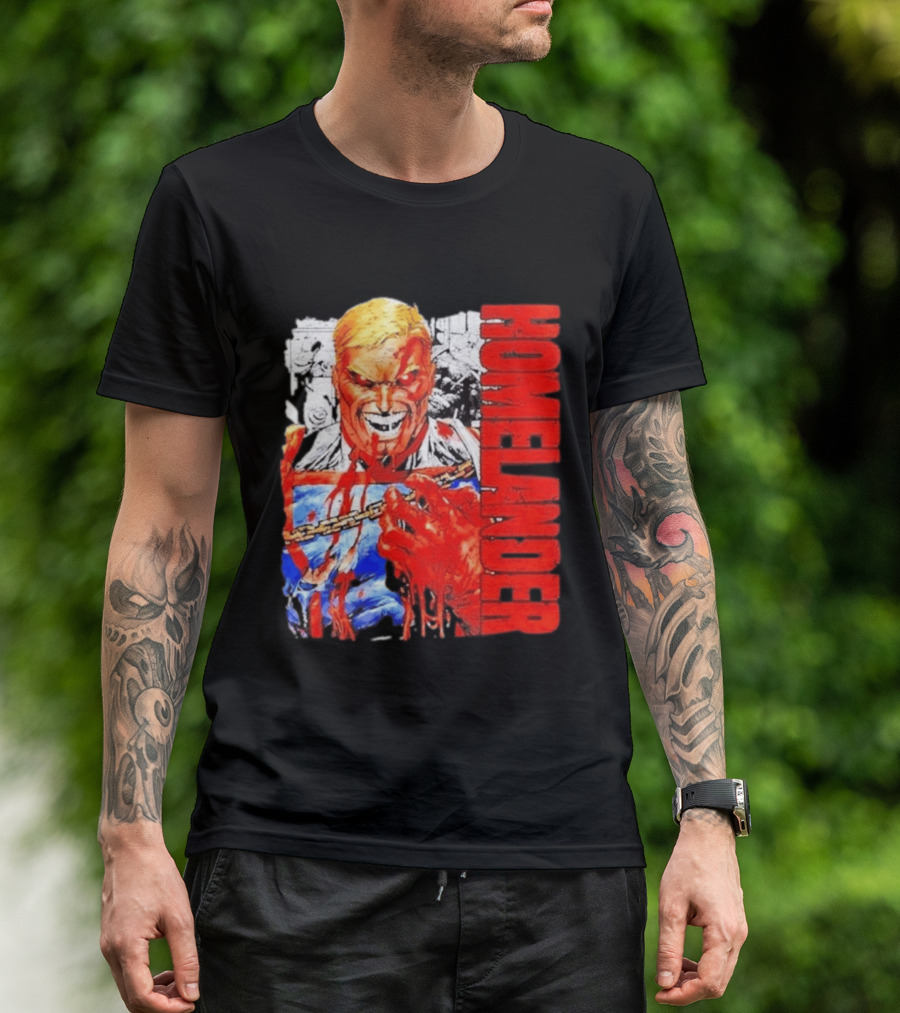 Homelander The Boys Superhero Cartoon Blood Splattered Image T-Shirt
