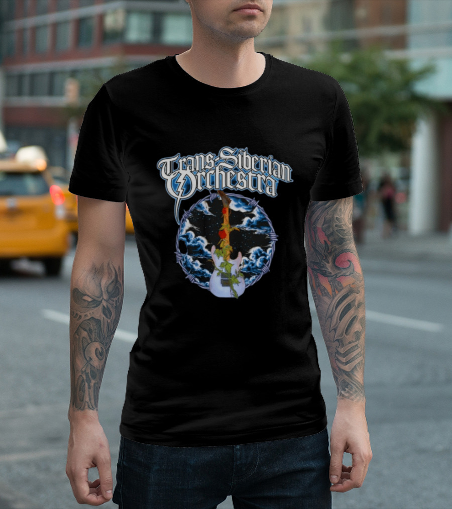 Trans Siberian Orchestra Cloud Guitar With Barbed Wire And Roses T-Shirt