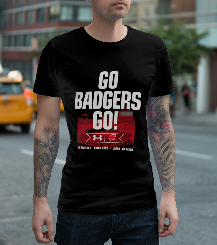 Wisconsin Badgers Go Badgers Go Shamrock Series 2026 Lambeau Field Under Armour T-Shirt