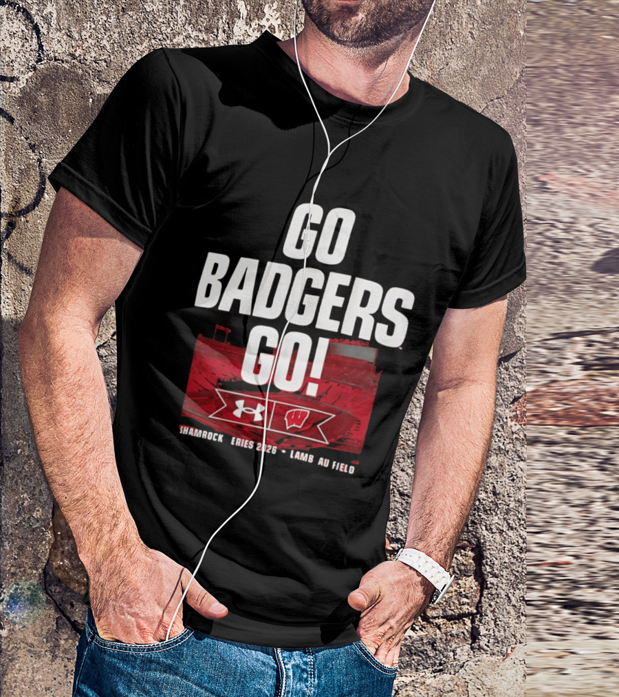 Wisconsin Badgers Go Badgers Go Shamrock Series 2026 Lambeau Field Under Armour T-Shirt