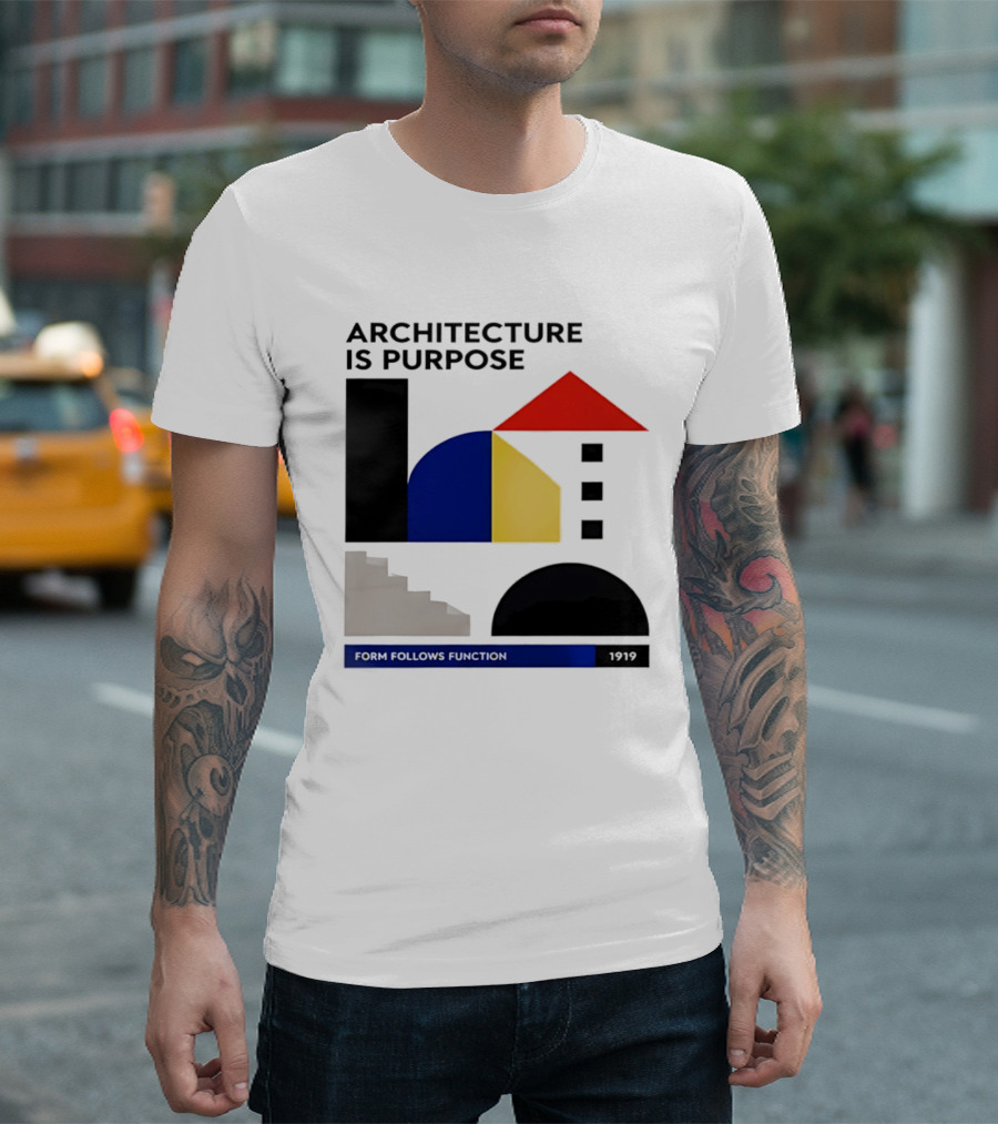 Architecture Is Purpose Form Follows Function 1919 Bauhaus Geometric Shapes T-Shirt