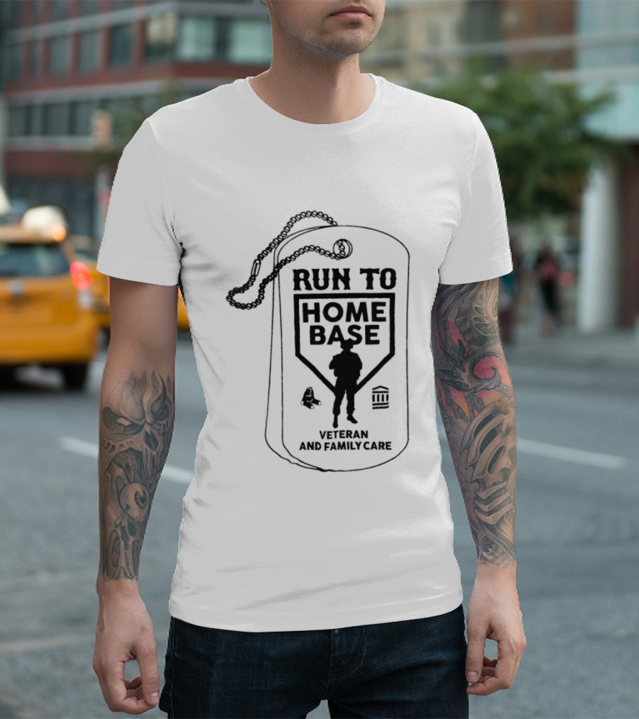 Run To Home Base Veteran And Family Care Dog Tag T-Shirt