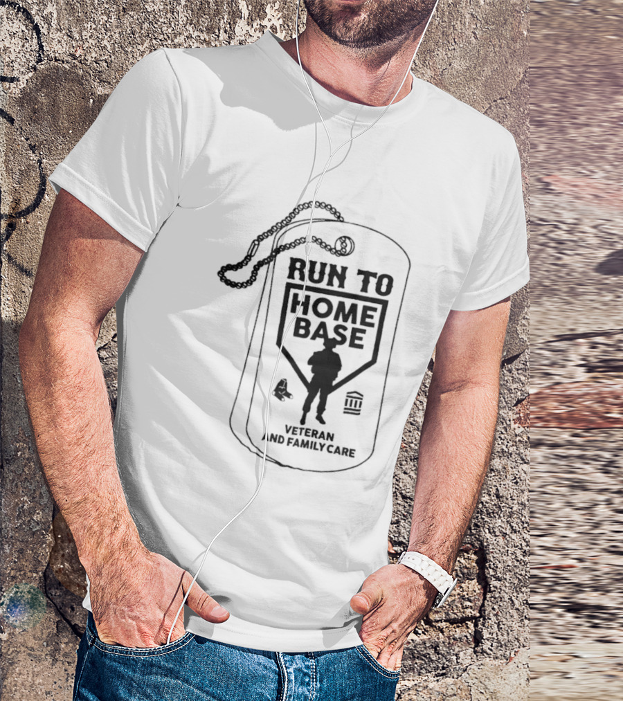 Run To Home Base Veteran And Family Care Dog Tag T-Shirt