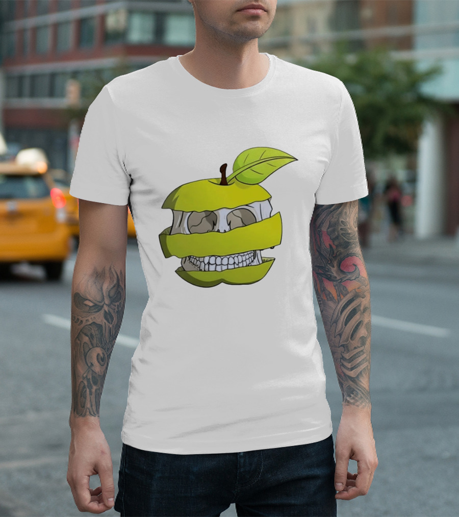 Skull Apple Forbidden Fruit Creative Slice T-Shirt