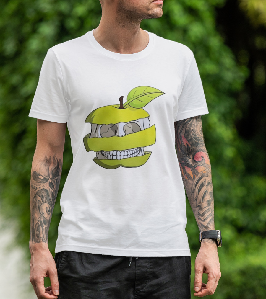 Skull Apple Forbidden Fruit Creative Slice T-Shirt