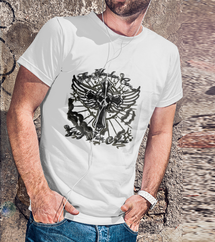 Thy Kingdom Come Skull Grey Five Nine Cross Wings T-Shirt