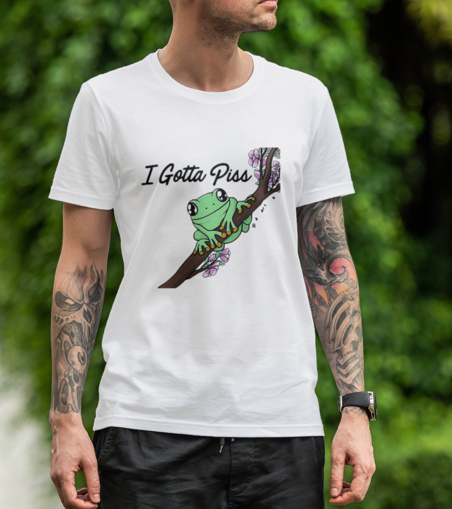 I Gotta Piss Frog On Branch With Flowers T-Shirt