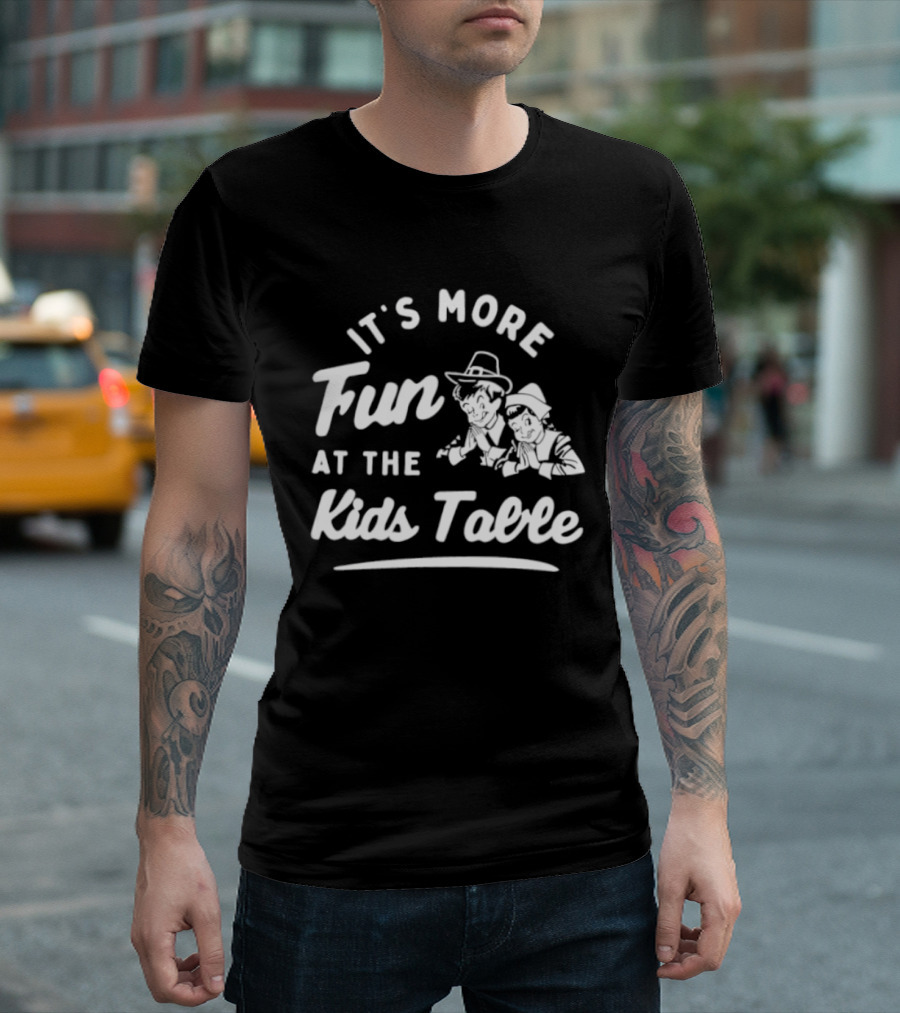 It's More Fun At The Kids Table Little Pilgrim Children Thanksgiving T-Shirt