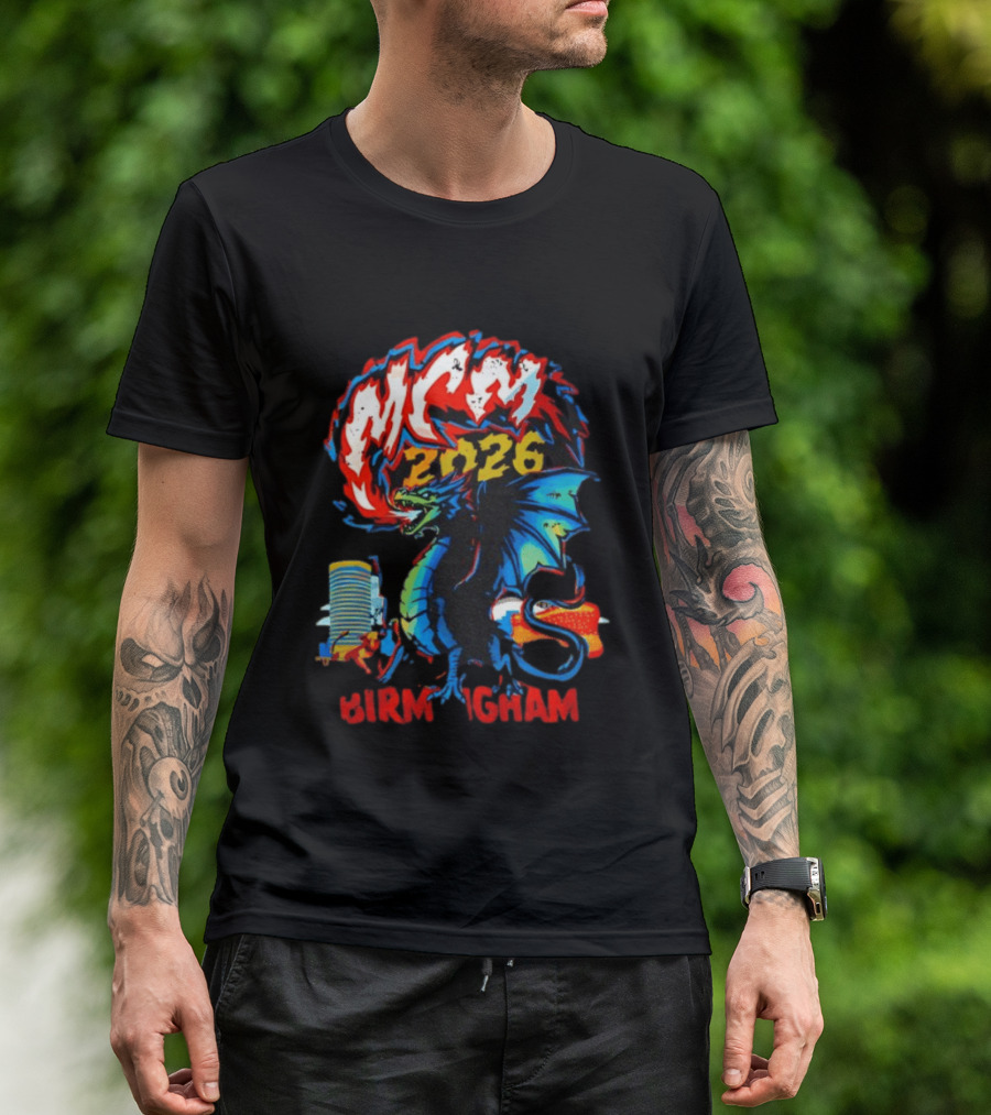 MCM 2026 Birmingham Dragon Fire Skyline Bull Event Souvenir T-Shirt
