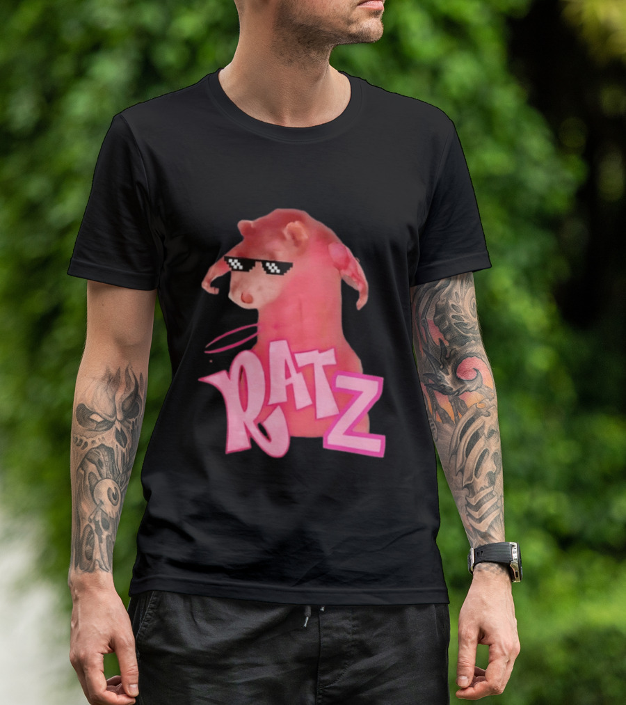 RATZ Muscular Pink Toned Rat Pixel Thug Life Sunglasses Bratz Doll T-Shirt