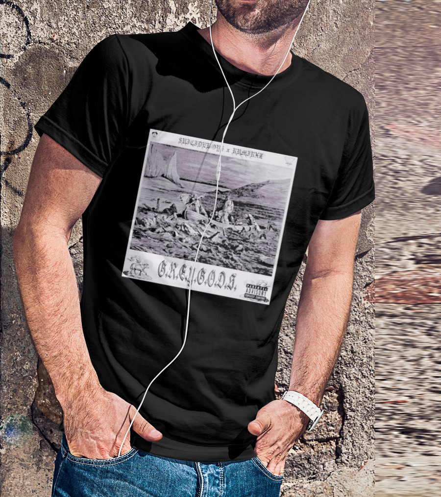 SUPREMEBOYZ X RAMIREZ G.R.E.Y G.O.D.S Album Cover Art PARENTAL ADVISORY Explicit Content T-Shirt