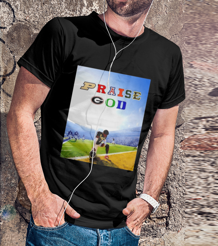 Texas AM Football Player No 7 Praise God Stadium Scene T-Shirt