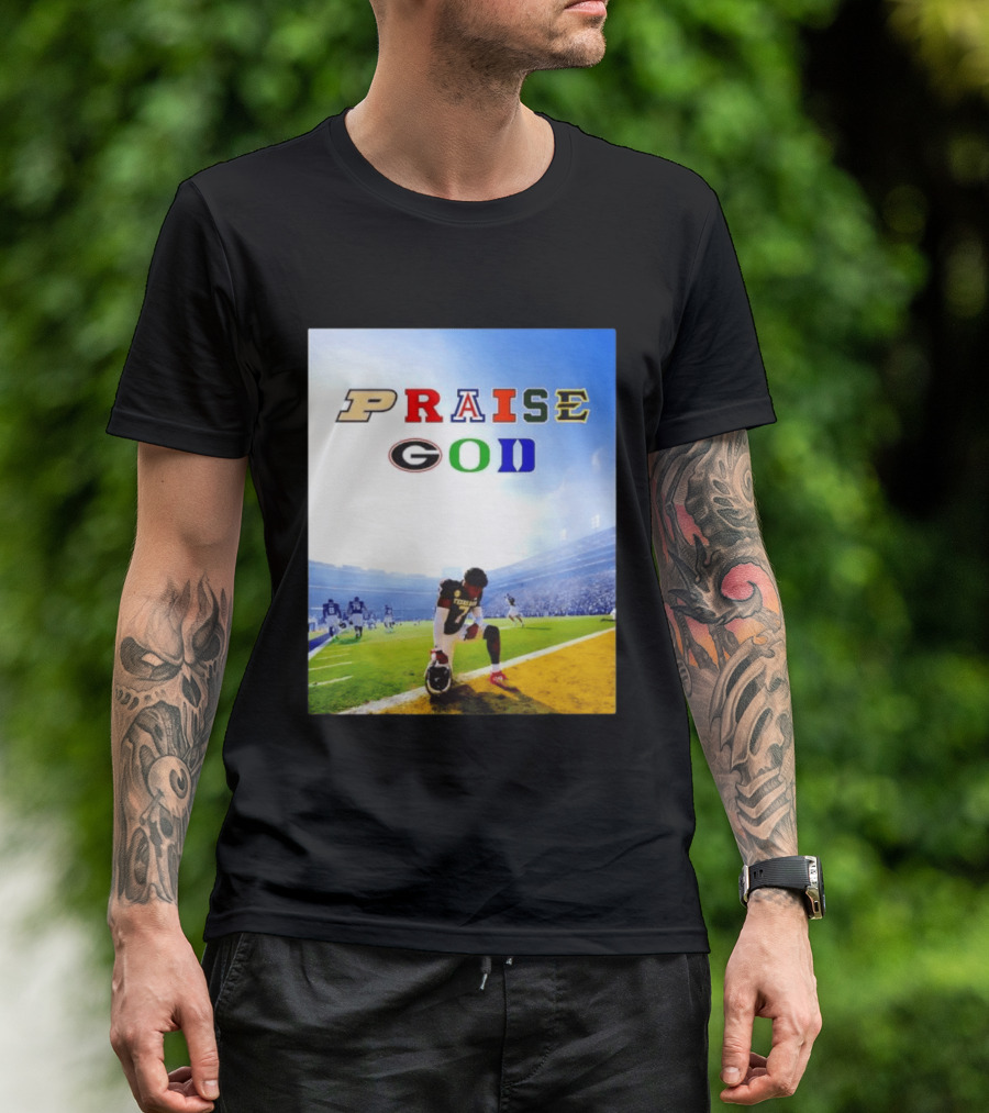 Texas AM Football Player No 7 Praise God Stadium Scene T-Shirt