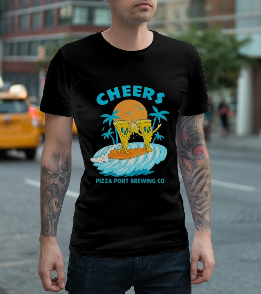 Pizza Port Brewing Co Cheers Surfing Pizza Wave T-Shirt