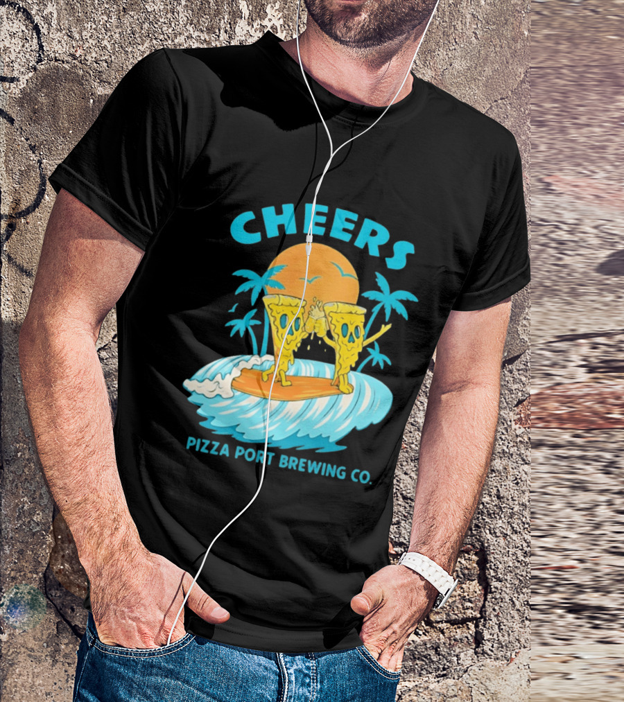 Pizza Port Brewing Co Cheers Surfing Pizza Wave T-Shirt