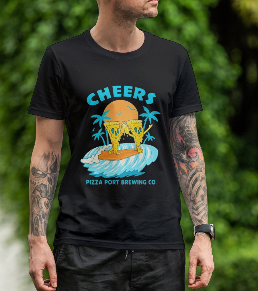 Pizza Port Brewing Co Cheers Surfing Pizza Wave T-Shirt