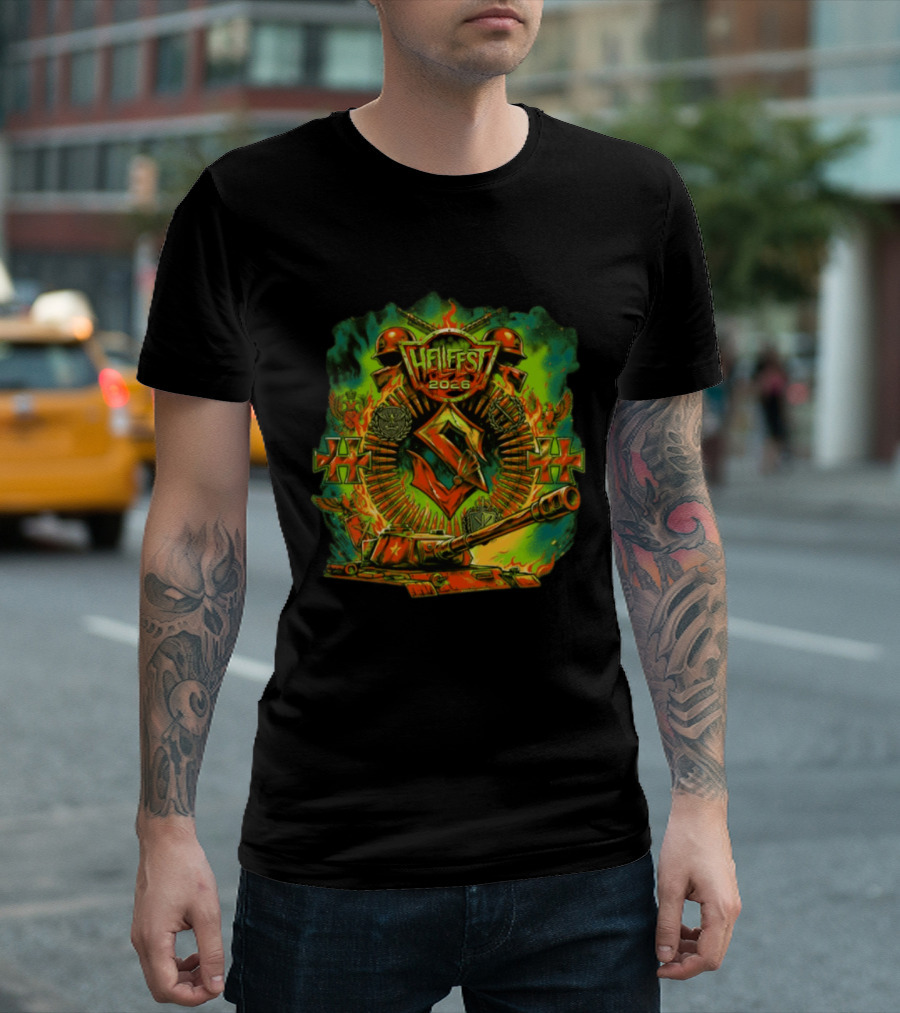 Sabaton Hellfest 2026 Event Flame Tank Skull Cross T-Shirt