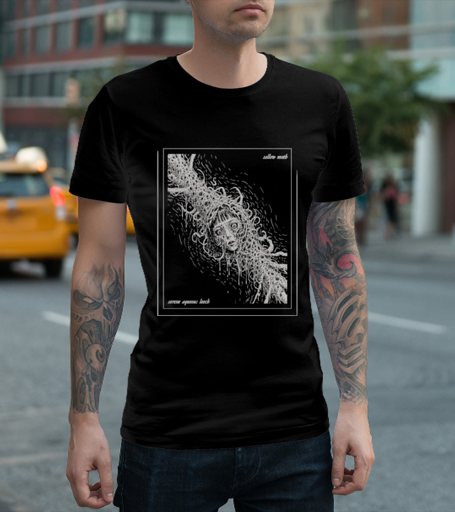 Sallow Moth Serene Aqueous Leech Surreal Horror Waveform T-Shirt