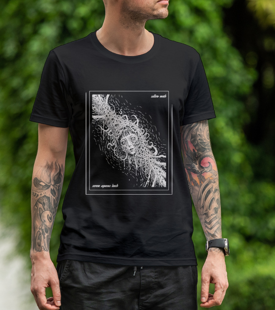 Sallow Moth Serene Aqueous Leech Surreal Horror Waveform T-Shirt