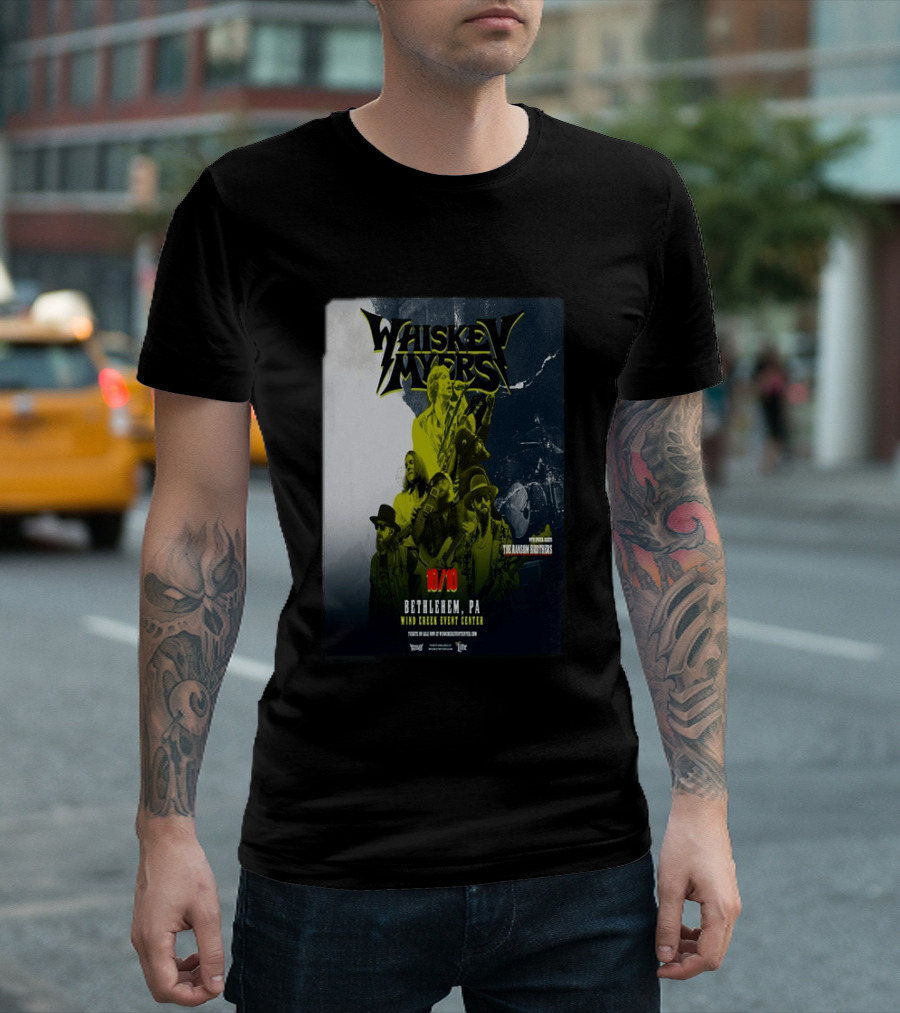 Whiskey Myers Bethlehem PA Concert October 10 2026 Wind Creek Event Center Featuring The Allman Betts Band T-Shirt
