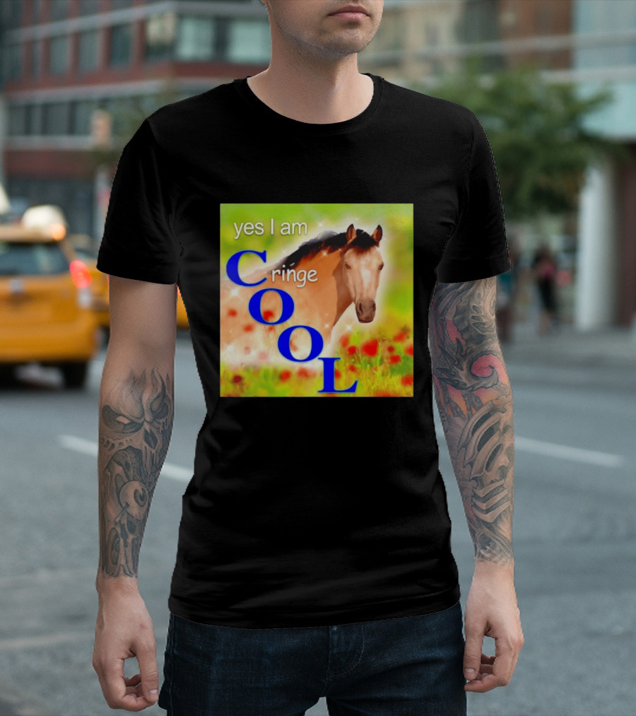 Yes I Am Cringe Cool Horse Meme Poppy Field T-Shirt