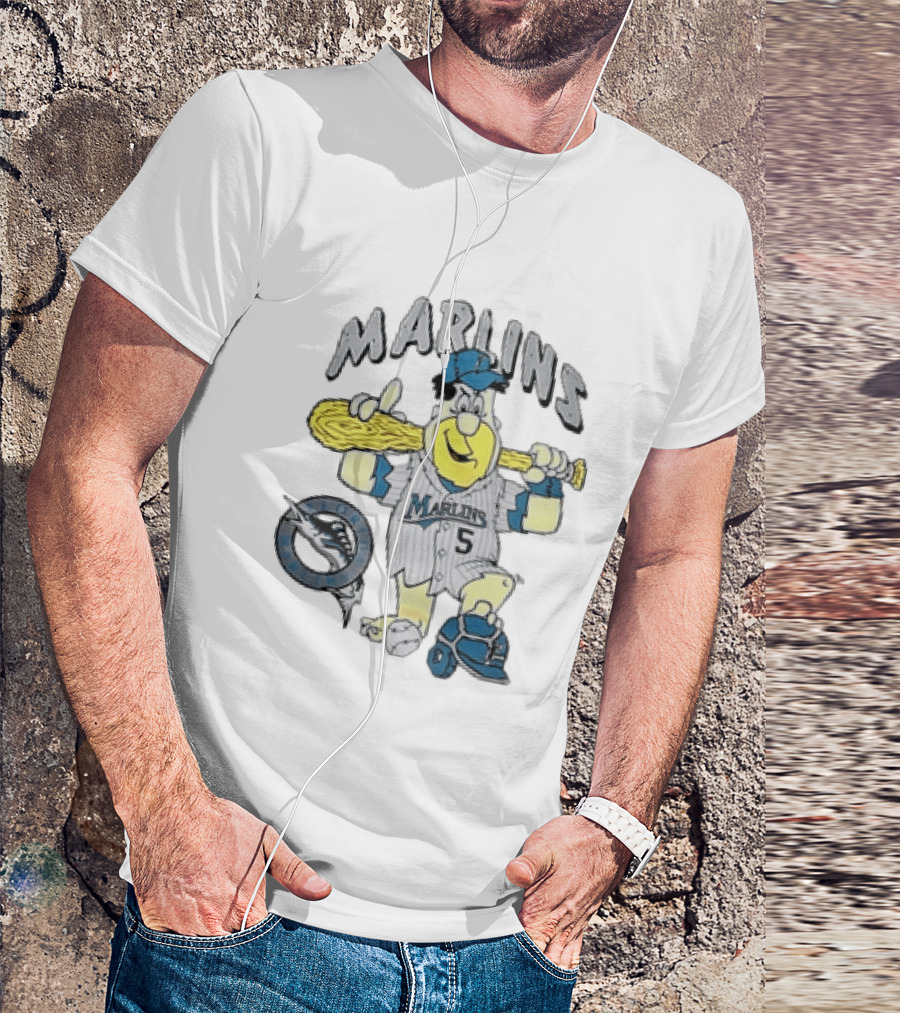 Barney Rubble Miami Marlins MLB Florida The Flintstones Baseball 5 T-Shirt