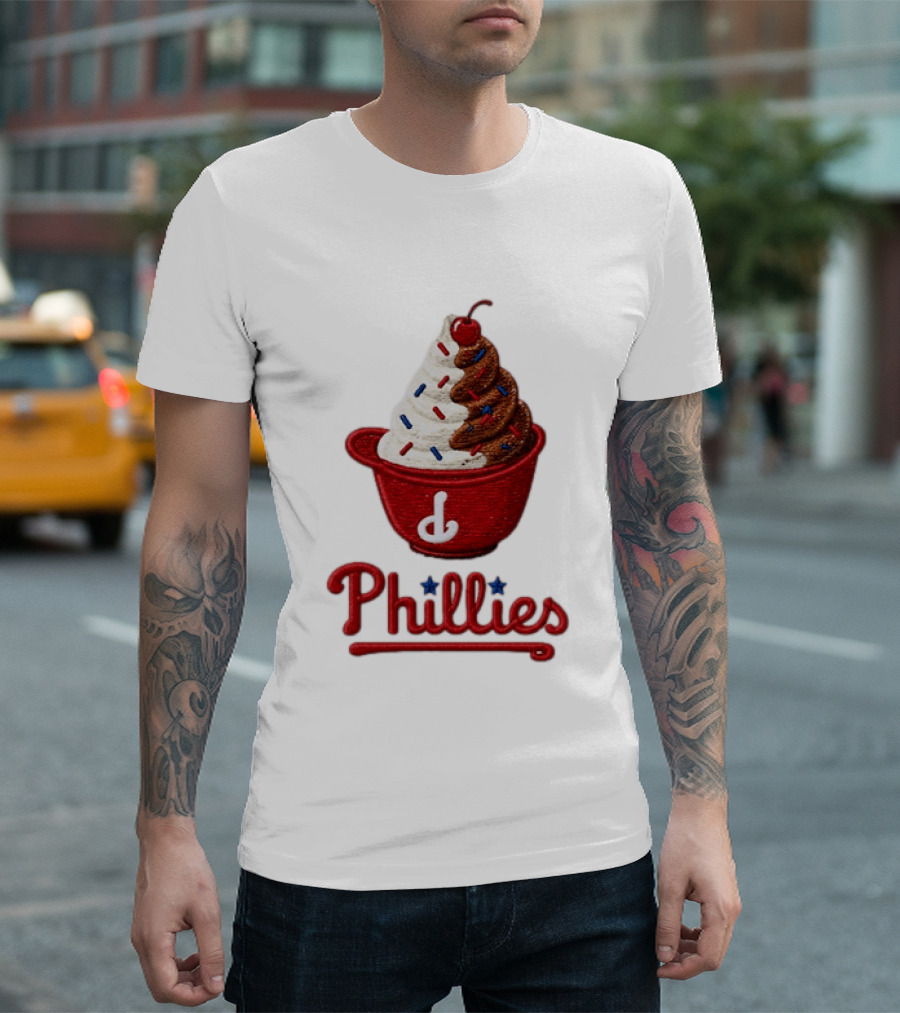 Philadelphia Phillies Ice Cream Sundae Embroidery Phillies T-Shirt