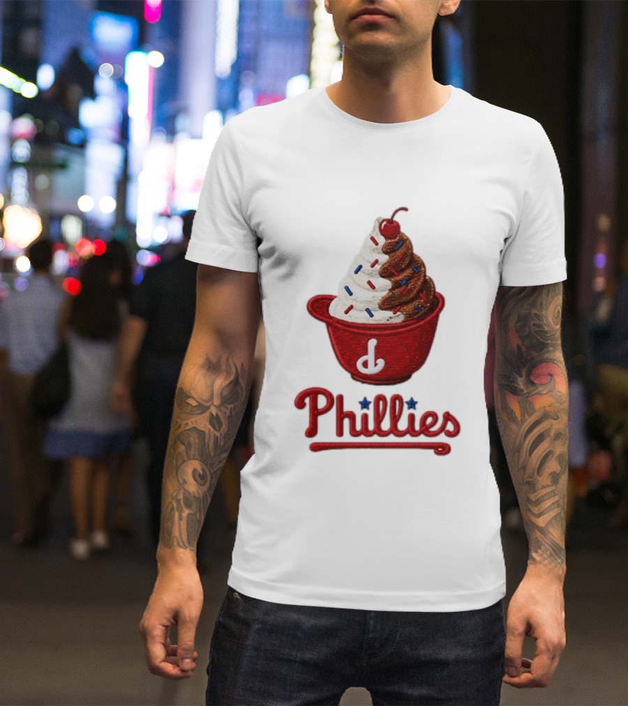 Philadelphia Phillies Ice Cream Sundae Embroidery Phillies T-Shirt