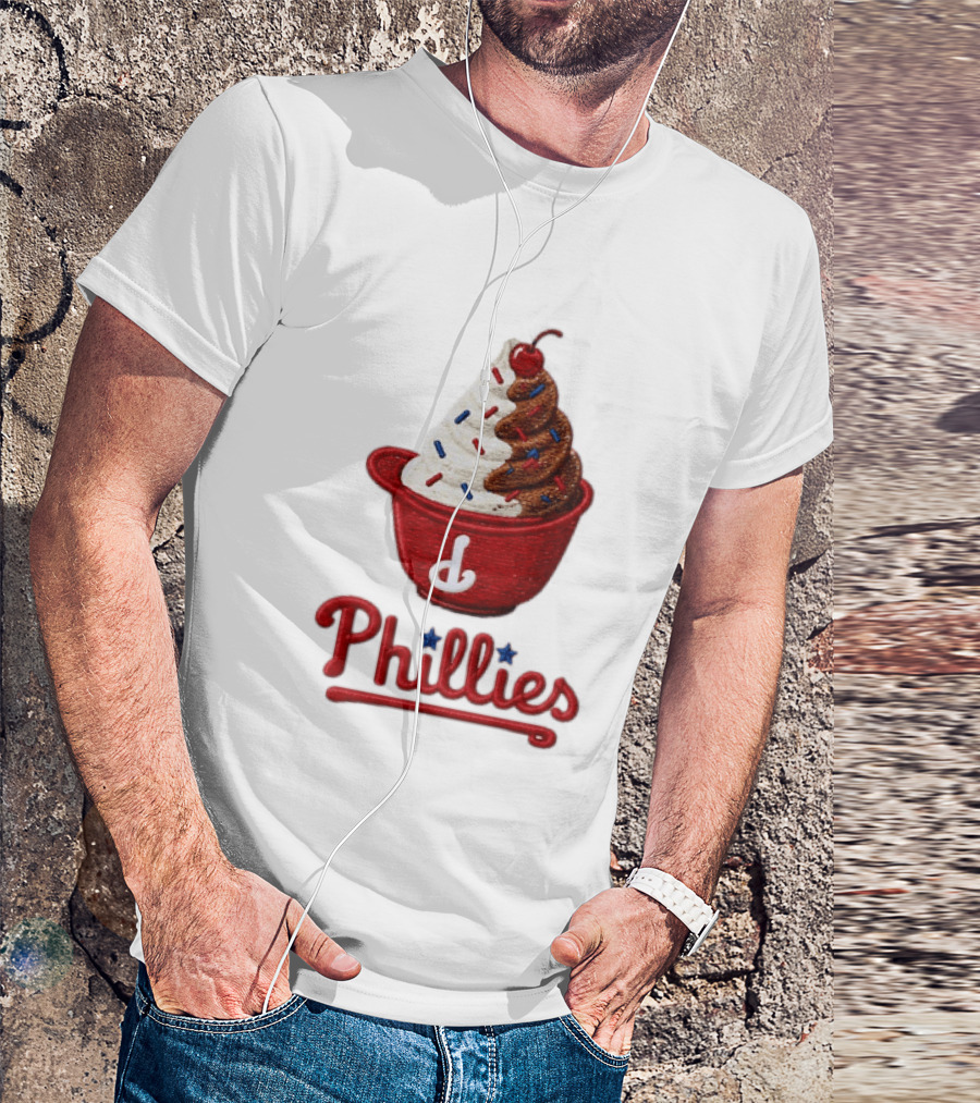 Philadelphia Phillies Ice Cream Sundae Embroidery Phillies T-Shirt