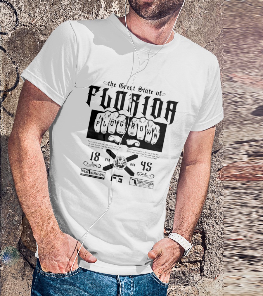 FloGrown The Great State Of Florida Unrestricted Lifestyle 1845 T-Shirt