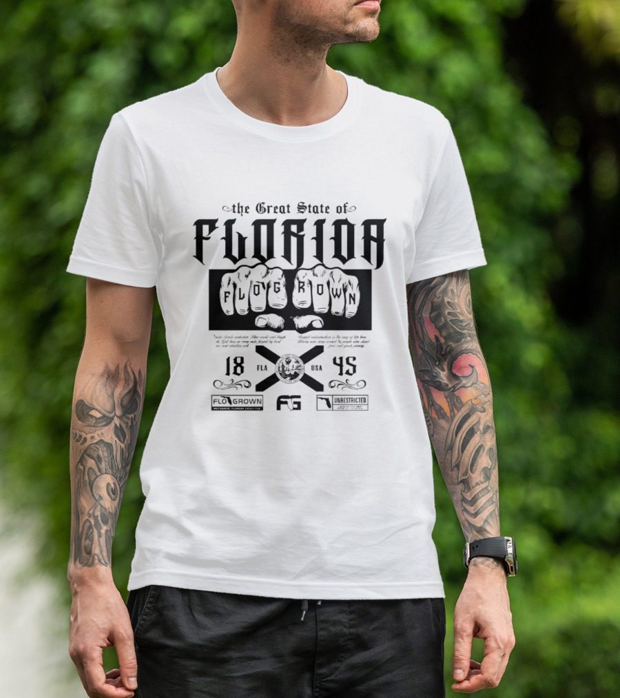 FloGrown The Great State Of Florida Unrestricted Lifestyle 1845 T-Shirt